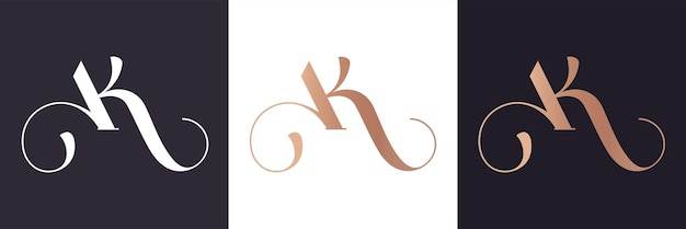 Monogramma lettera ak elegante logo di lusso stile calligrafico identità aziendale e logo personale design vettoriale lussuoso monogramma creativo lineare
