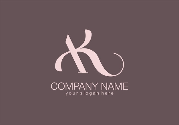 AK letter monogram Elegant luxury logo Calligraphic style Corporate identity and personal logo Vector design Luxurious linear creative monogram