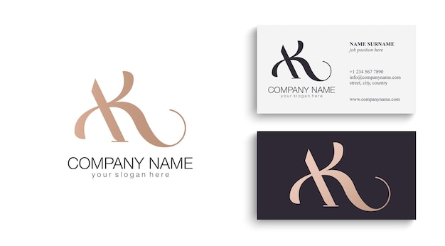 Monogramma lettera ak elegante logo di lusso stile calligrafico identità aziendale e logo personale design vettoriale lussuoso monogramma creativo lineare