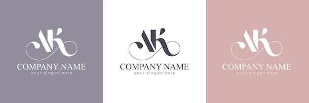 Vector ak letter monogram elegant luxury logo calligraphic style corporate identity and personal logo vector design luxurious linear creative monogram