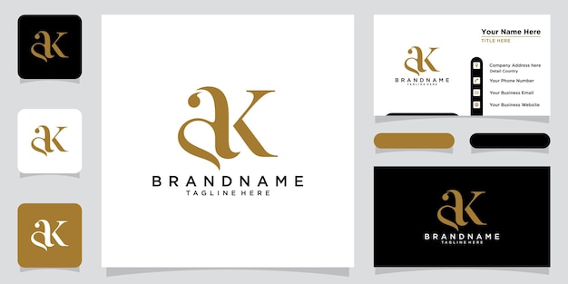 AK of KA initialen monogram brief tekst alfabet logo ontwerp Premium Vector