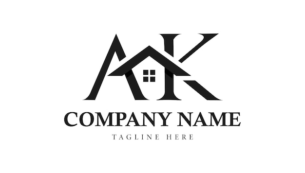 AK不動産の家または家の手紙のロゴのデザインテンプレート