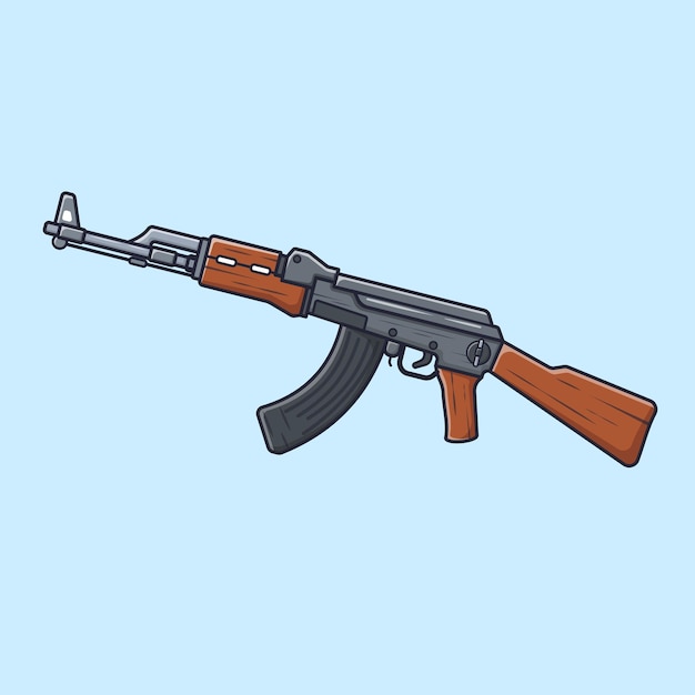 AK47 Assault Riffle Militaire uitrusting Illustratie Vector Flat Icon Geïsoleerd