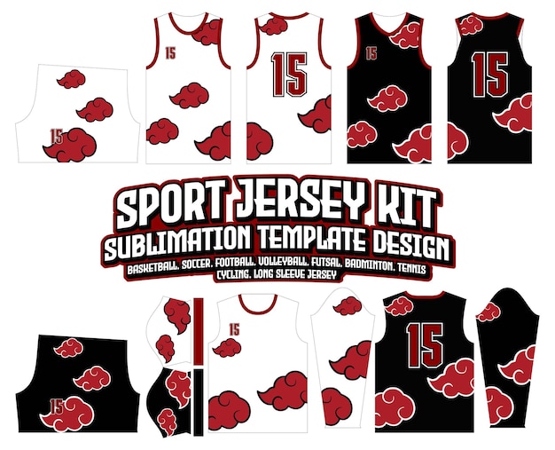 Akatsuki Red Clouds Jersey Design Sportkleding achtergrond