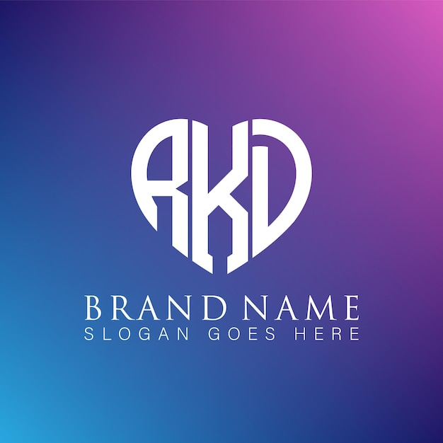 AKD Uniek abstract geometrisch monogram liefde vorm vector logo ontwerp