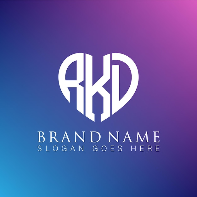 Akd uniek abstract geometrisch monogram liefde vorm vector logo ontwerp