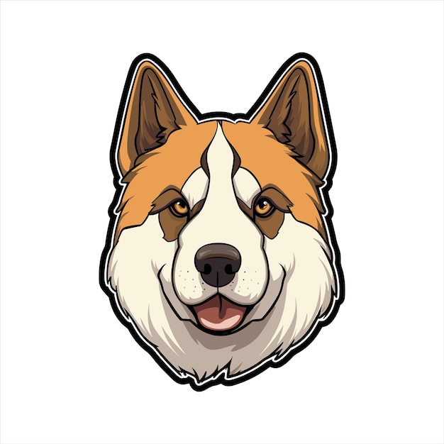 Akita Dog Breed Cute Cartoon Kawaii Character Animal Pet Isolated Sticker Illustration