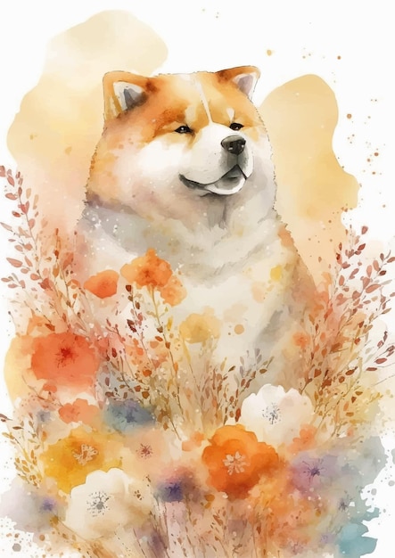 Akita Inu aquarel portret vector ontwerp