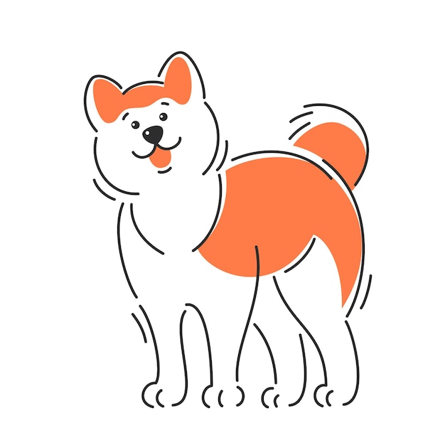 Cartone animato cane akita inu