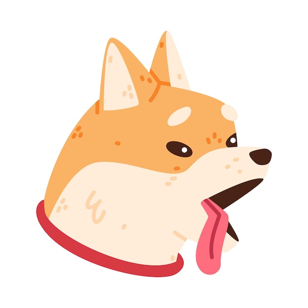 Vector akita inu hond met tong met open mond vectorillustratie grappige rasechte hondje met schattige snuit