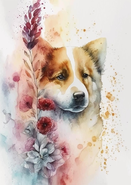 Akita Inu Watercolor Dog Portraits for Gift Ideas