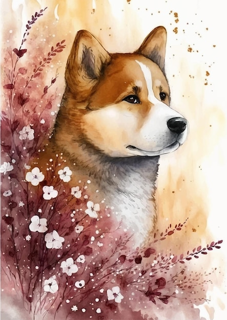 Akita Inu Watercolor Vector Pack for Designers