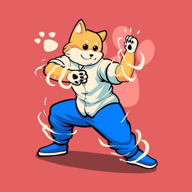 Akita karate pose vechtende illustratie