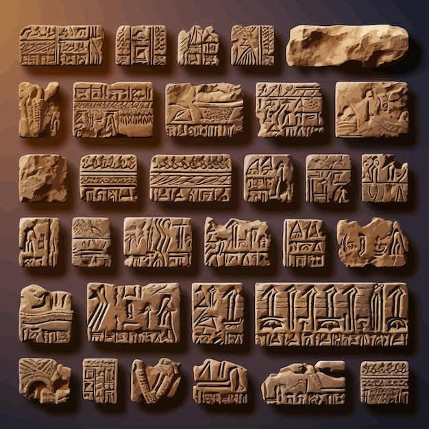 Vector akkadian cuneiform assyrian and sumerian writing