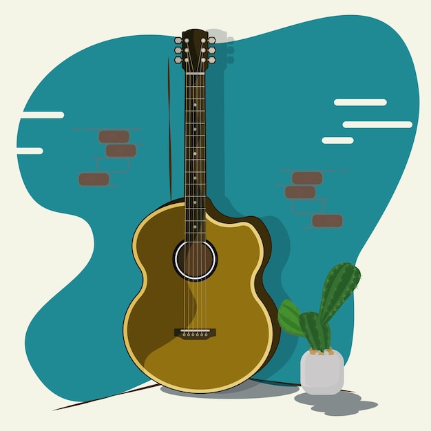 Vector akoestische gitaar ontwerp vectorillustratie