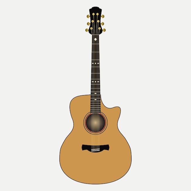 Akoestische gitaar. Realistisch snaarinstrument. Vector illustratie.