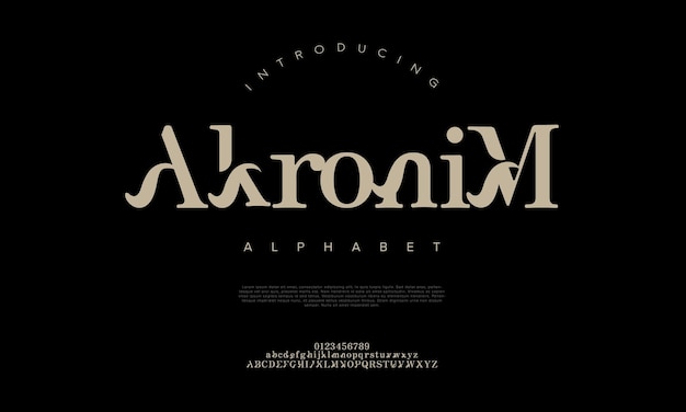 Akronim премиум-класса, роскошные элегантные буквы и цифры алфавита, элегантная свадебная типография, классические засечки