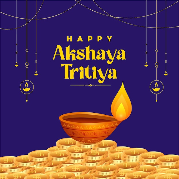akshaya tritiya festival wenskaart op blauw