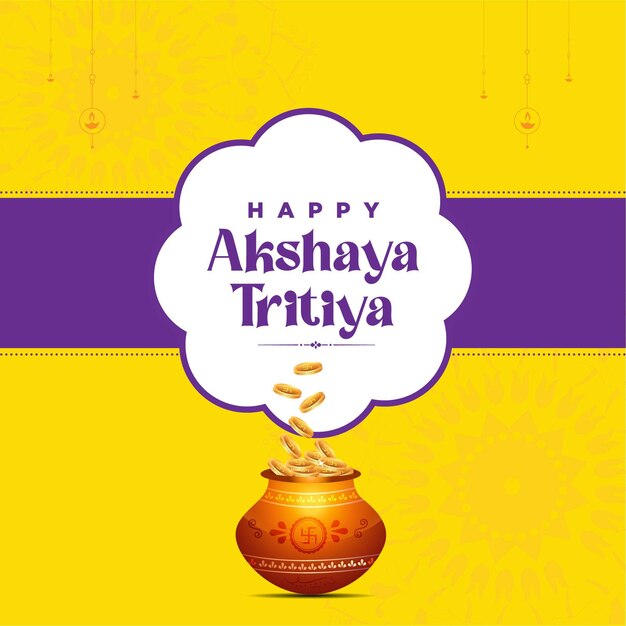 Akshaya tritiya festival wenskaart op geel