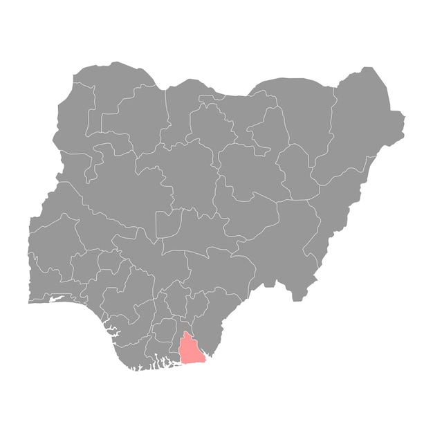 Akwa Ibom staatskaart administratieve afdeling van het land van Nigeria Vector illustratie