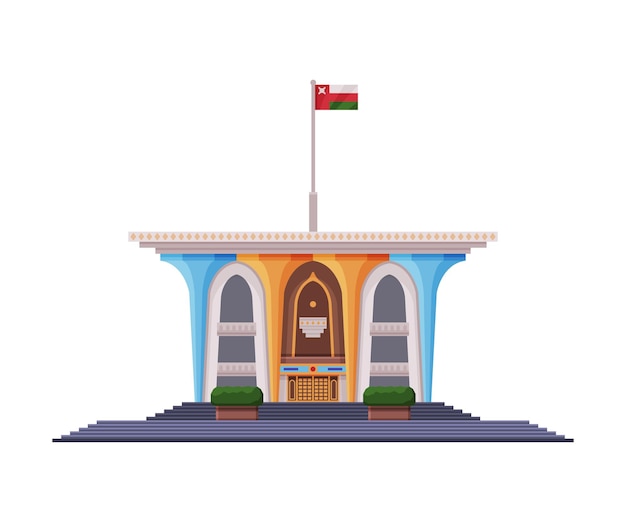 Al Alam Muscat City Architecture Oman Land Beroemde bezienswaardigheden Historisch gebouw Platte vector illustratie