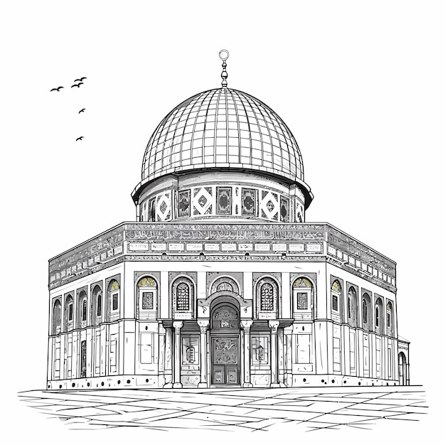 Vettore disegno della moschea di al-aqsa