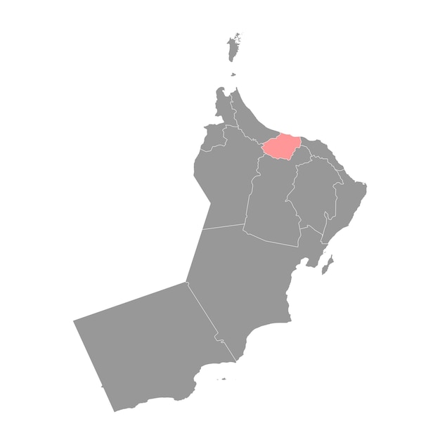 Al Batinah Zuid-gouvernement kaart administratieve afdeling van Oman vectorillustratie