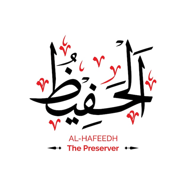 Vector al hafeedh the preserver-allah name calligraphy arabic text background