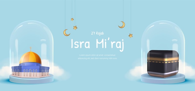 Al-Isra wal Mi'raj Translate The Night Journey Prophet Muhammad Vector Illustration for poster