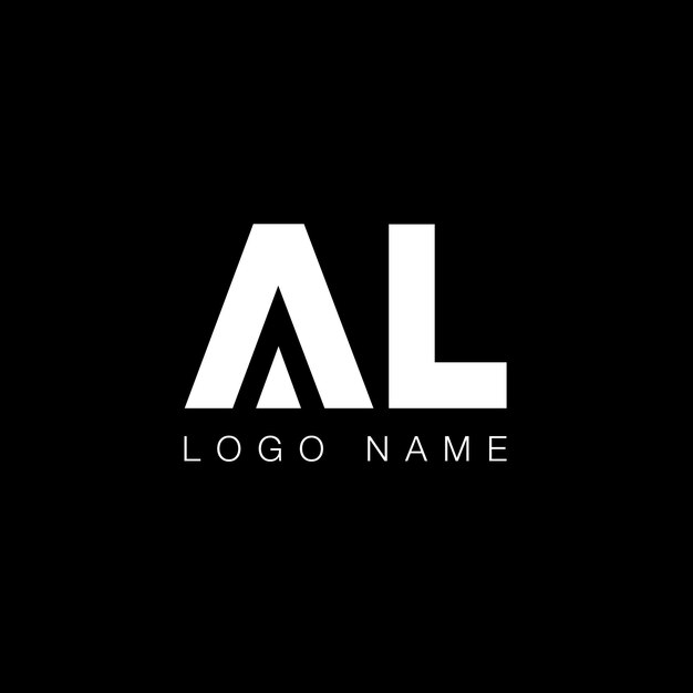 AL letter modern logo in black and white color