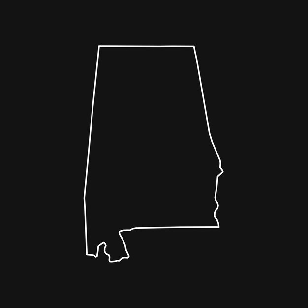 Vettore mappa dell'alabama su sfondo nero