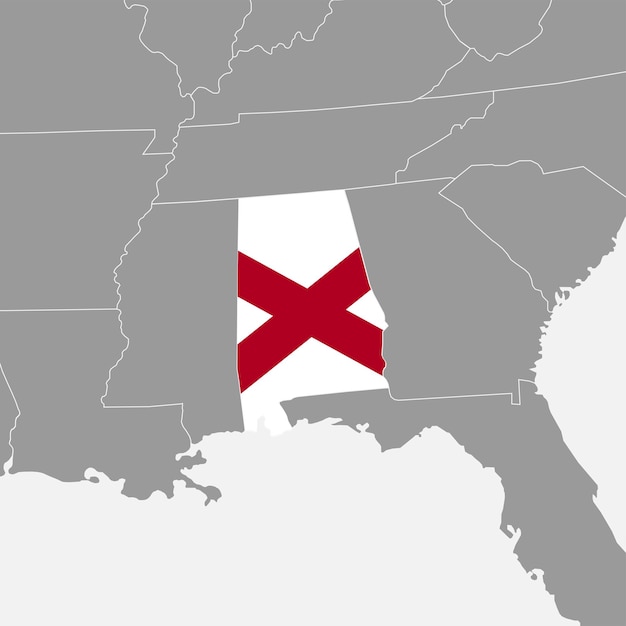 Alabama state map with flag Vector illustration