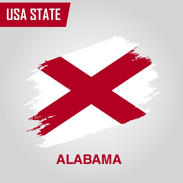 Alabama State Region van de Verenigde Staten van Amerika Grunge Vector vlag sjabloon