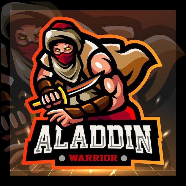 Aladdin mascotte esport logo ontwerp