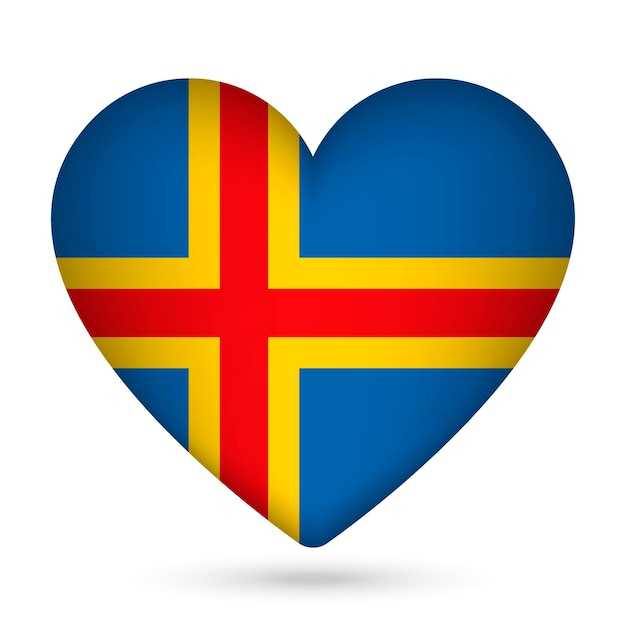 Aland flag in heart shape Vector illustration