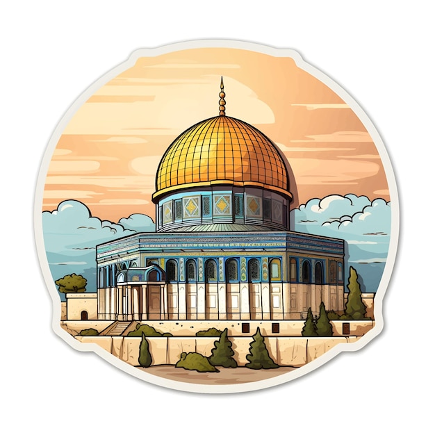 AlAqsa Mosque illustration sticker on white background