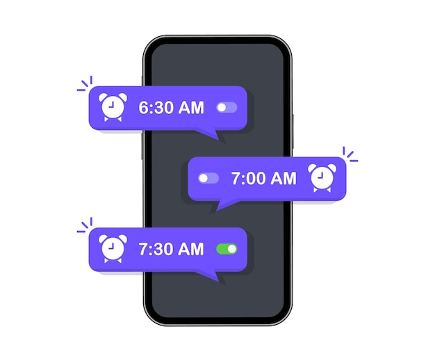 Vettore app di sveglia su un telefono cellulare