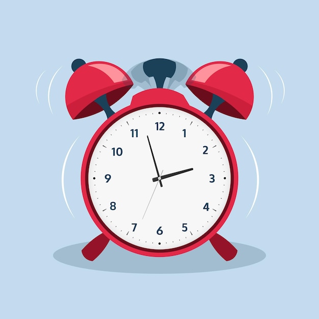 Vector alarm clock. cartoon old ringing clock for morning alert. vector illustration flat wake up symbol or school bells symbol