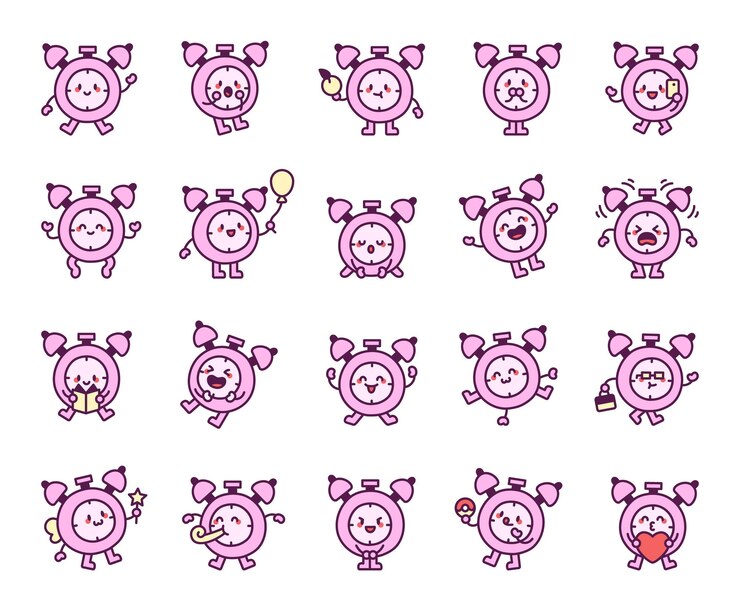 Vector alarm clock character set