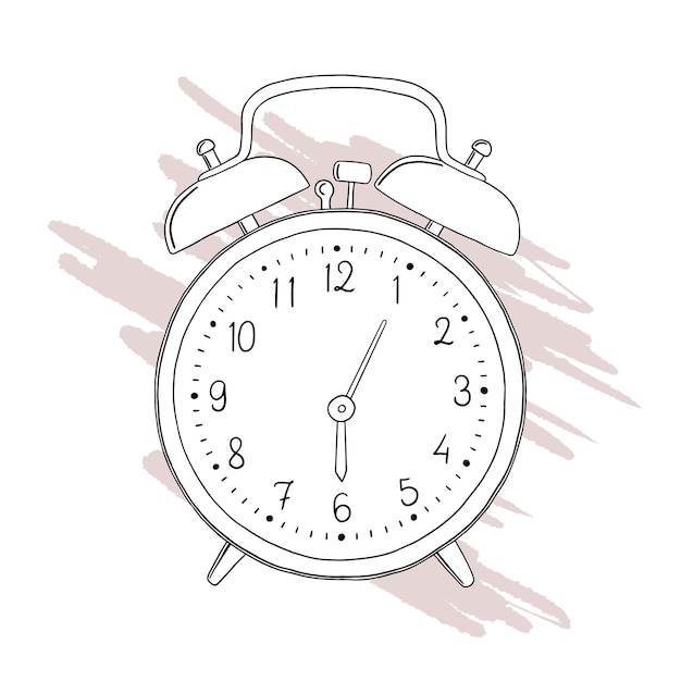 Vector alarm clock. end of work day, 6,05 p.m.
