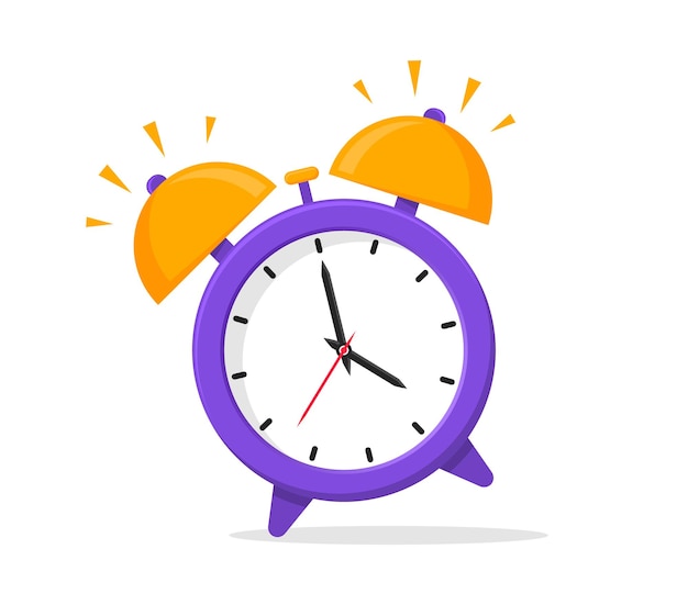 Alarm clock flat icon. Wake up time. Ringing alarm clock. Morning time. Vector illustration.