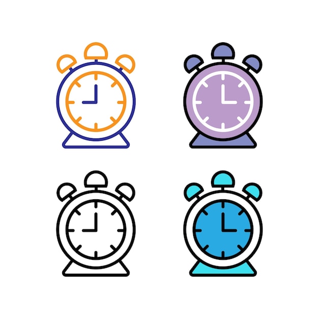 Alarm clock flat illustration set