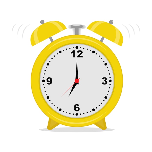 Alarm clock flat vector illustration early awakening reminder