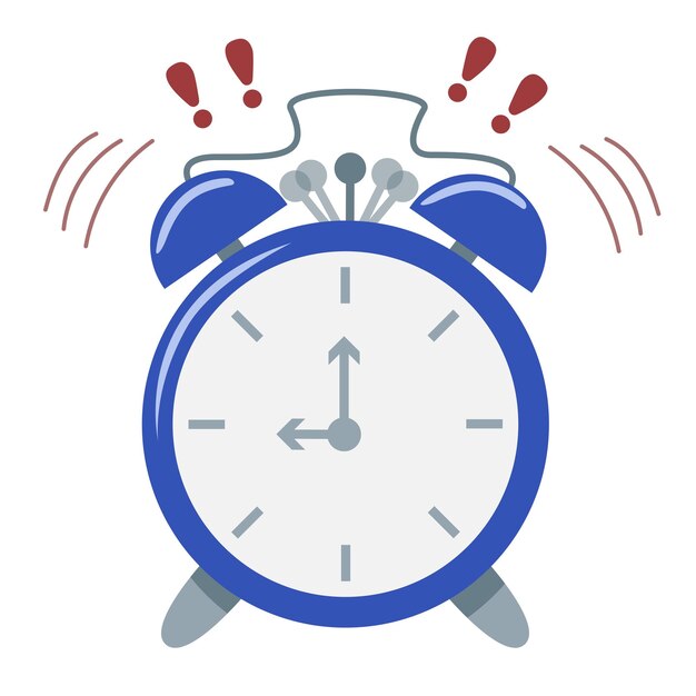 Vector the alarm clock is ringing be late hurry flat cartoon style vector design