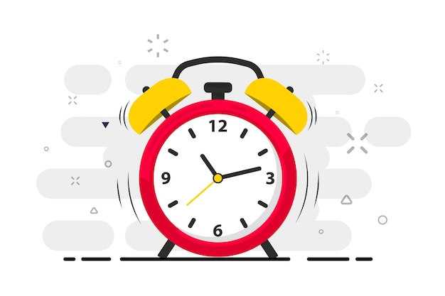 Alarm clock. Loud signal to wake up in the morning from bed. Getting up in the morning or waking up. Mechanical signaling device, bell. Vector illustration of Alarm Clock Sounds. Wake up time