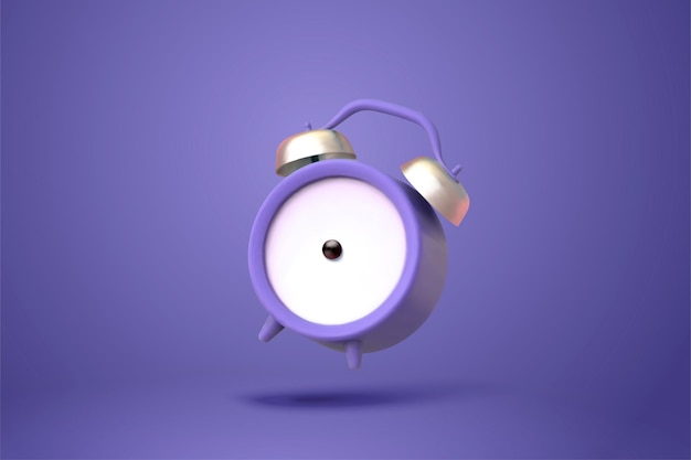 Vector alarm clock on purple background