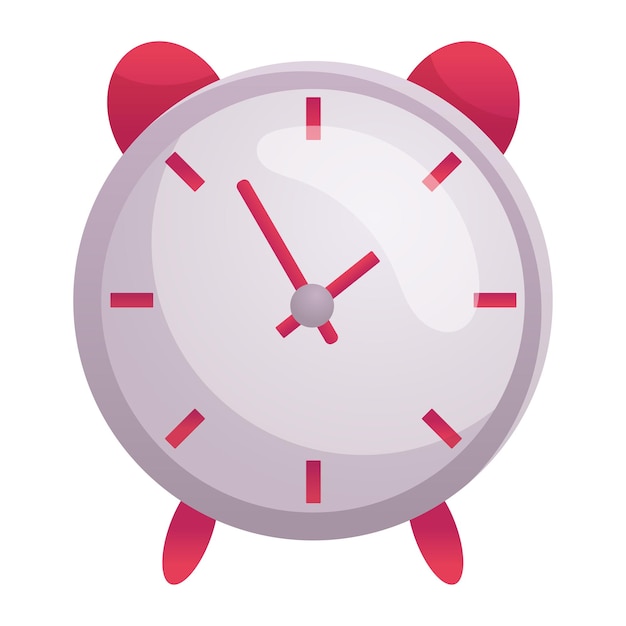 Alarm clock simple vector icon Cartoon flat image of a clock with a bell and hour hands A readymade icon for a website or mobile application