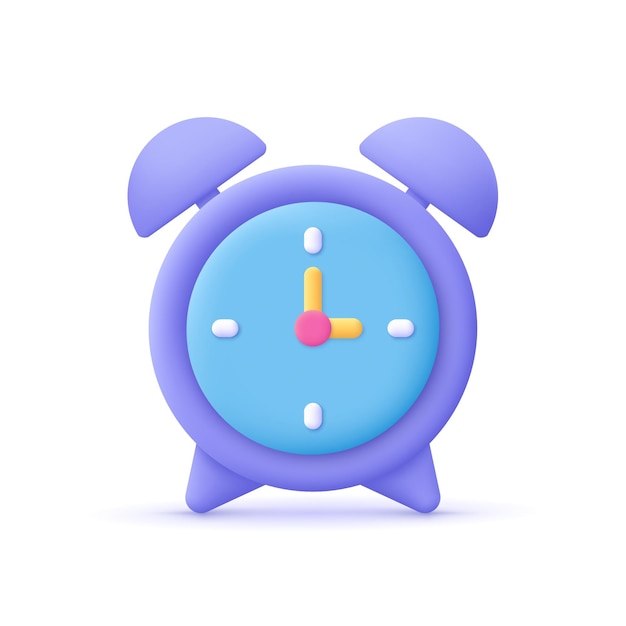 Vettore sveglia misurazione del cronometraggio del tempo gestione del tempo e concetto di scadenza icona vettoriale 3d cartoon stile minimo