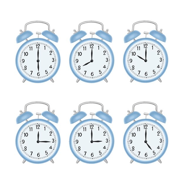 Alarm clock at various times of the day