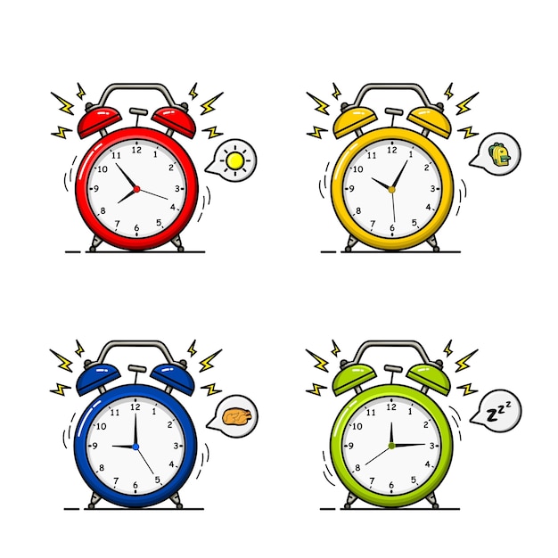 4 가지 색상 변형 및 조건이있는 알람 시계